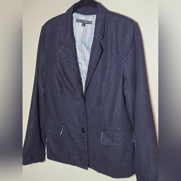 Harve Bernard Linen Blend Closet Staple Preppy Academia Blazer, Size 10 - Picture 2 of 6